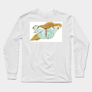 Aqua Butterfly and Gold Long Sleeve T-Shirt